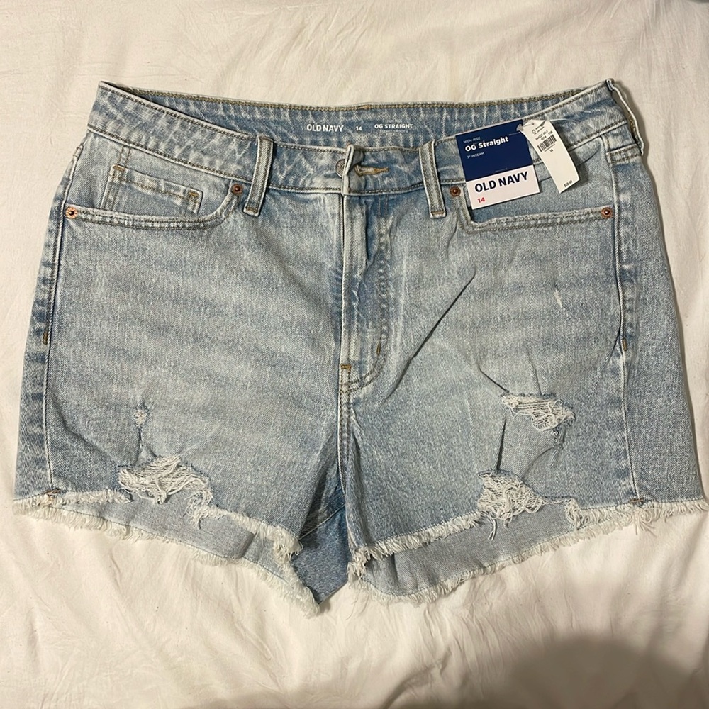 BRAND NEW Old Navy OG Straight 3 inch Inseam High Rise Jean Shorts Size 14
